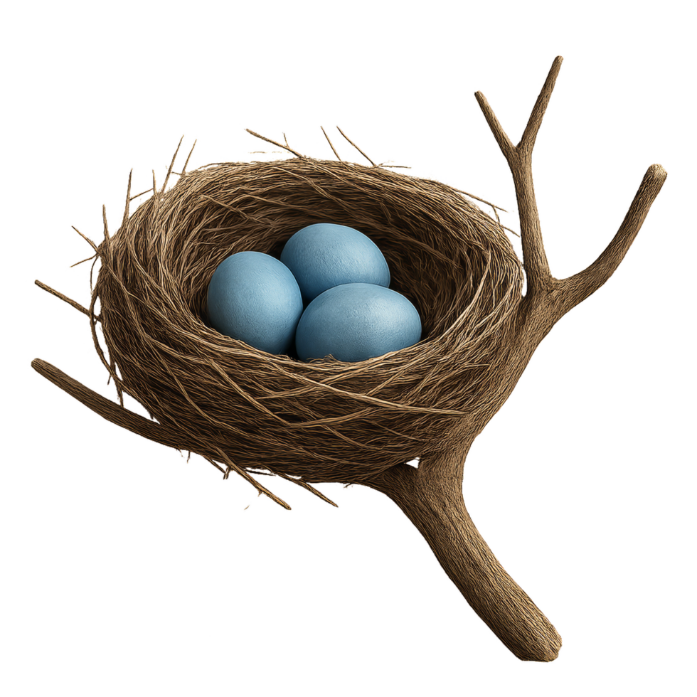 Blue Eggs Nest with Natural Elements in Soft Lighting png