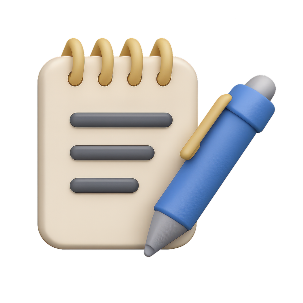 Simple Notepad Icon with Pen for Note Taking and Composing Ideas png