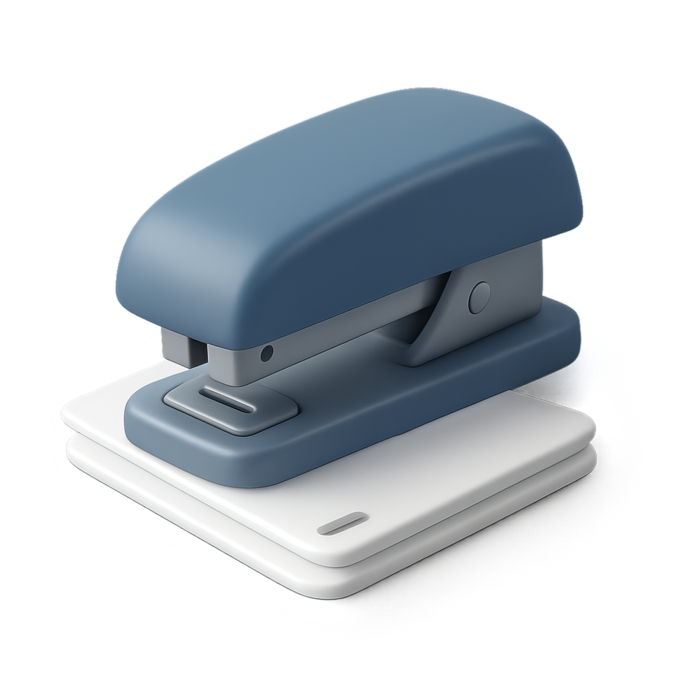 3D Simple Stapler Icon on White Background for Graphic Design png