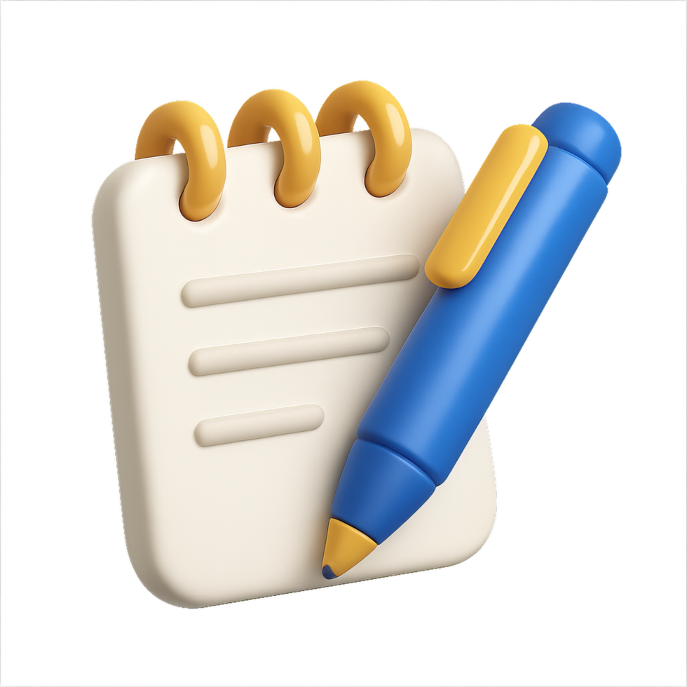 Simple Notepad Icon with Blue Pen for Digital Composition png