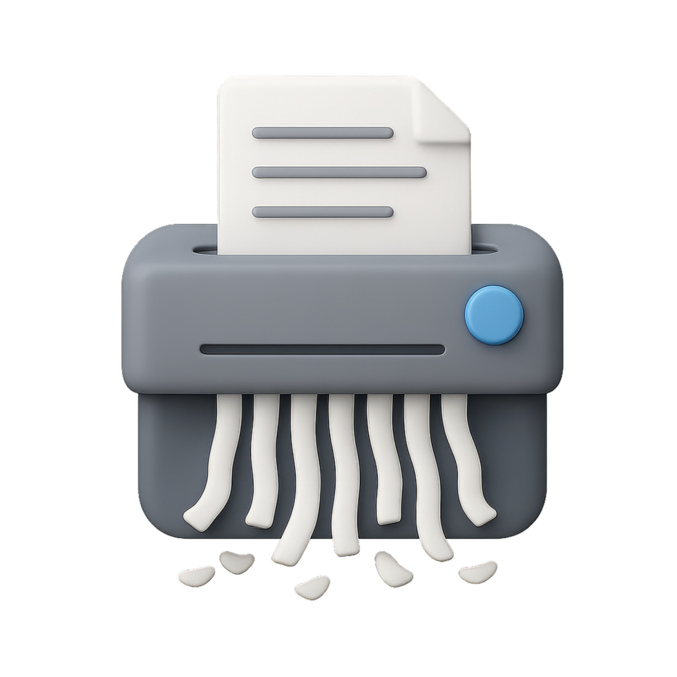 Simple 3D Icon of Paper Shredder with Shredded Paper Output png