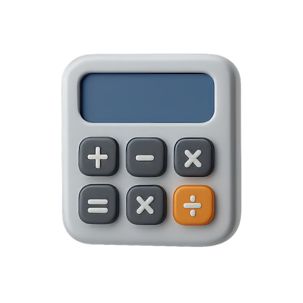 Simple 3D Calculator Icon Design for Modern Digital Applications png