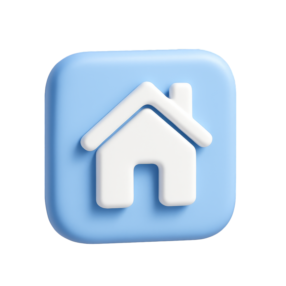 Simple 3D Home Icon Button for User Interface Design png