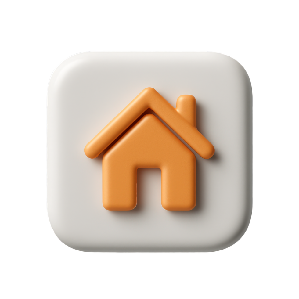 Simple 3D Home Icon Button Design for User Interface Environment png