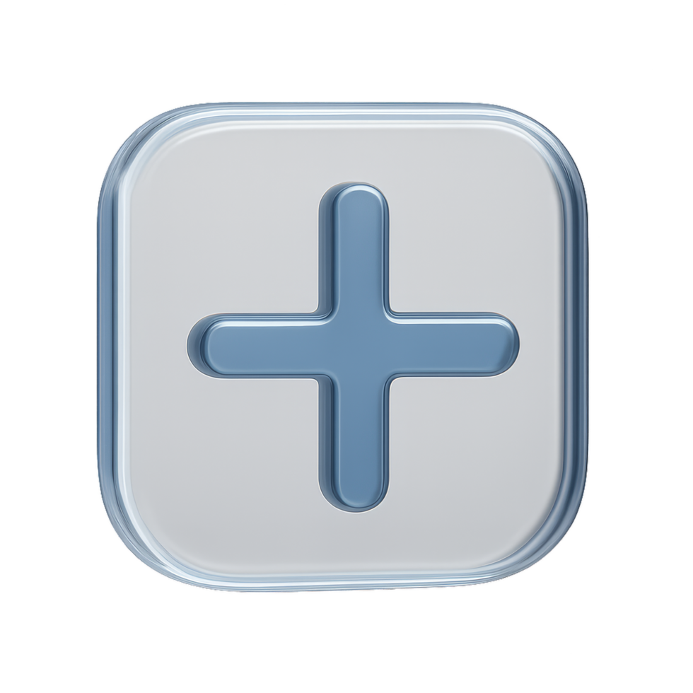 3D Plus Icon in Simple Style for Modern User Interface Design png