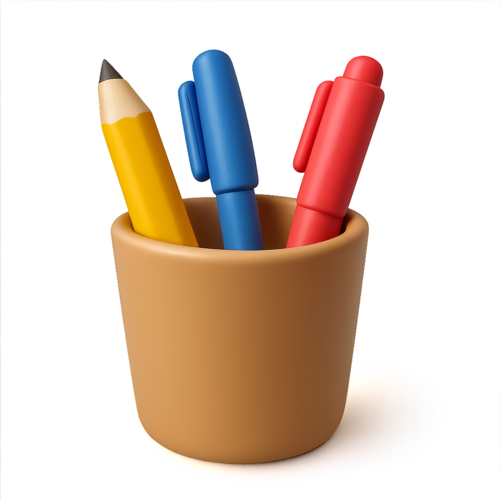 Colorful Writing Tools in a Simple Pot for Creative Work png