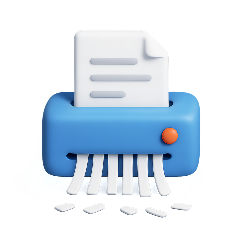 3D Icon of Paper Shredder with Shredded Paper Illustration png