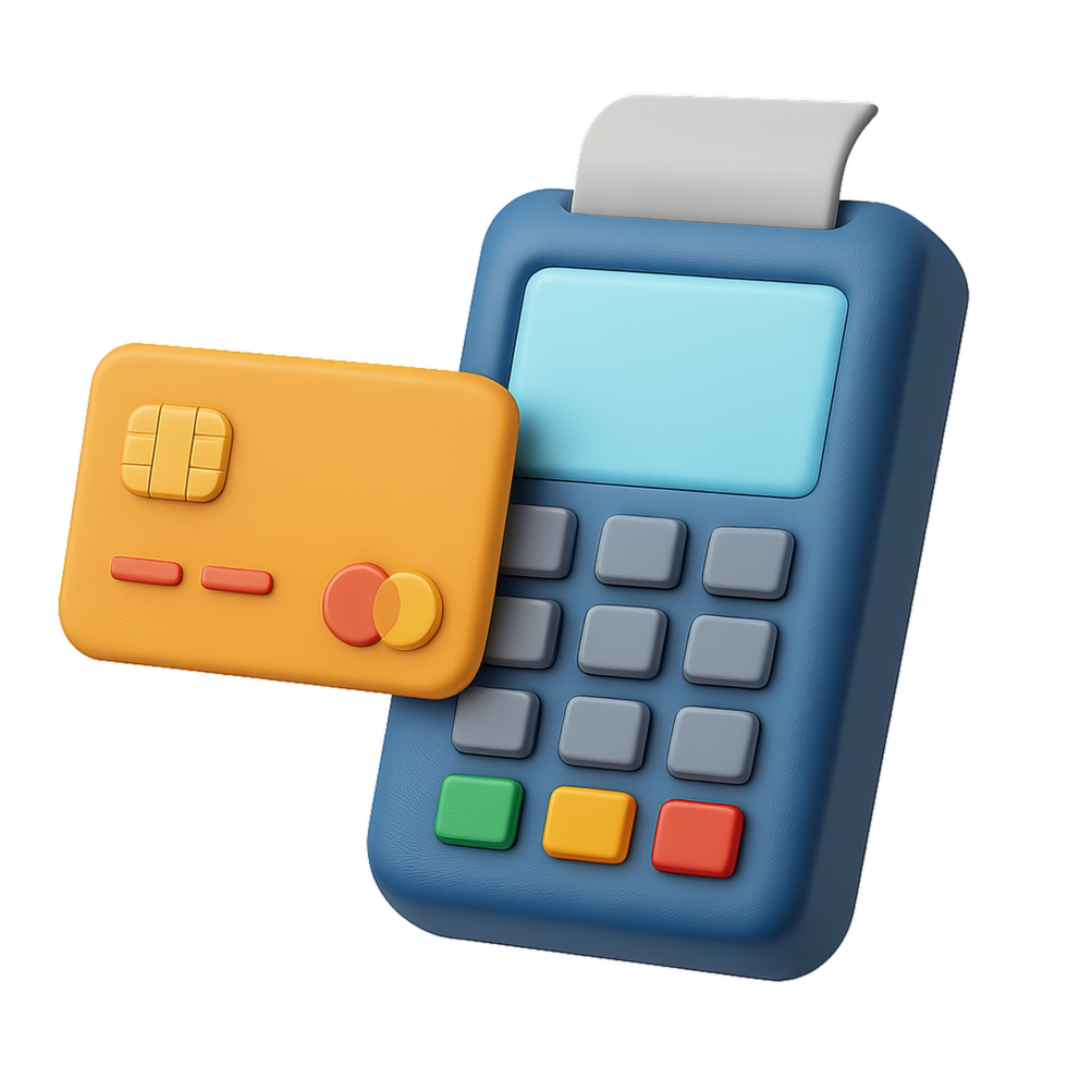 3D Payment System Icon with Card and Terminal Design Elements png