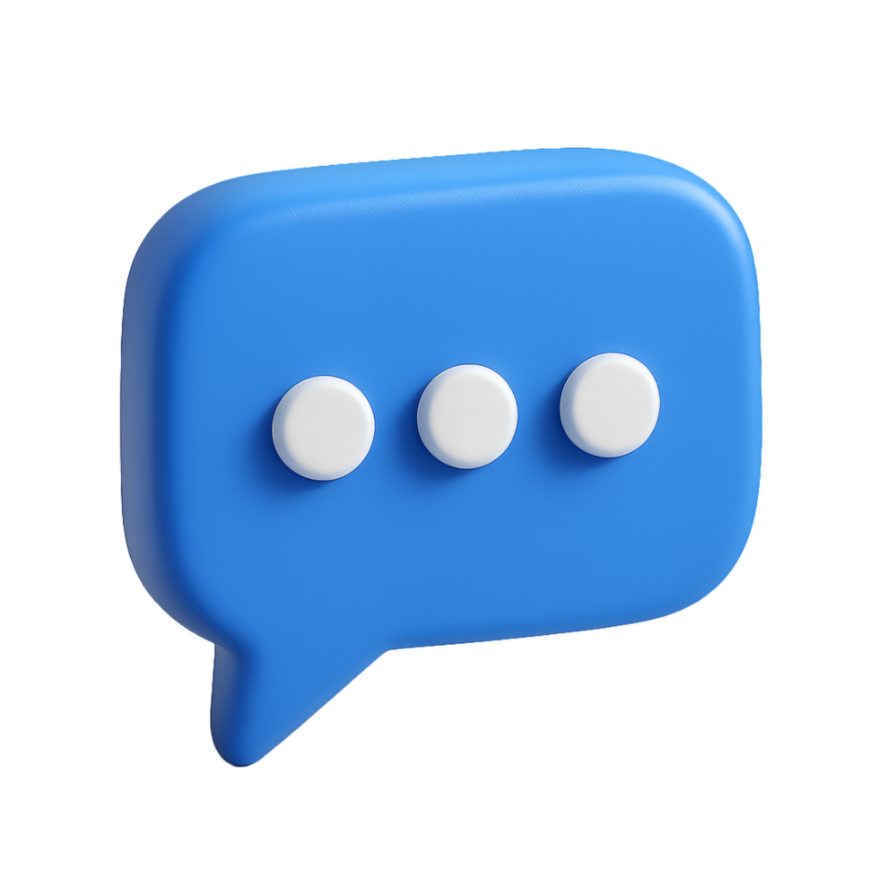 Simple 3D Blue Speech Bubble Icon for Communication and Comments png