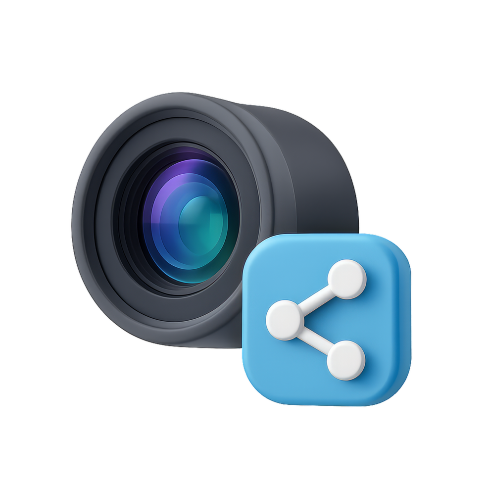 3D Camera Lens Icon for Creative Composition and Design Projects png