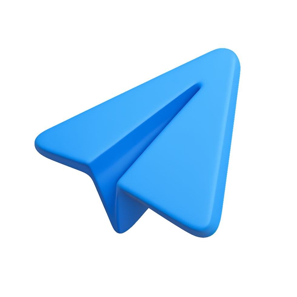 Simple 3D Icon of a Paper Airplane with Smooth Blue Surface png