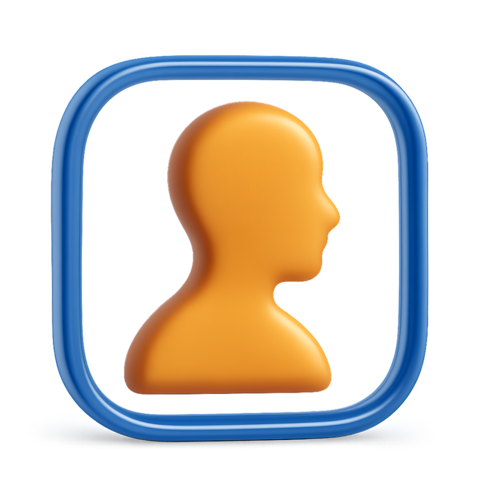 Simple 3D Profile Avatar Icon for User Representation or Design Needs png