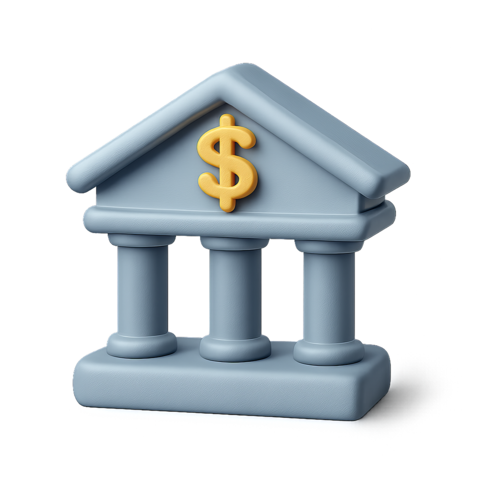 3D Simple Bank Icon Rendered with Pastel Color Design and Style png