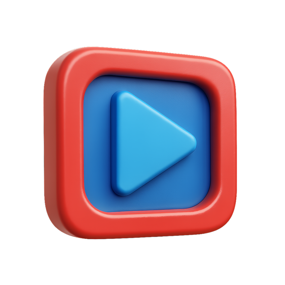 3D Play Icon in Red and Blue for Content Representation png