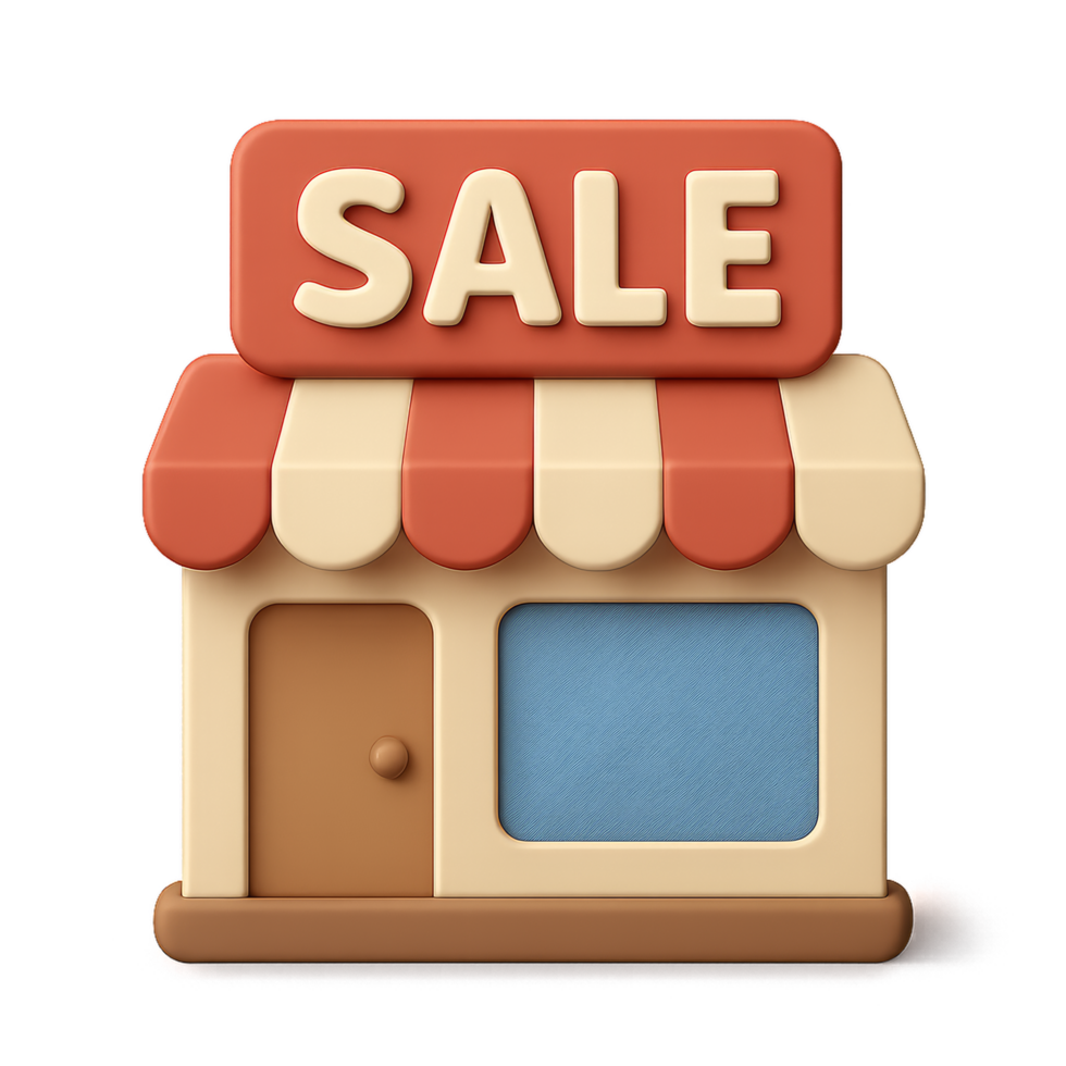 Colorful Sale Sign on a Storefront with Simple Design Elements png