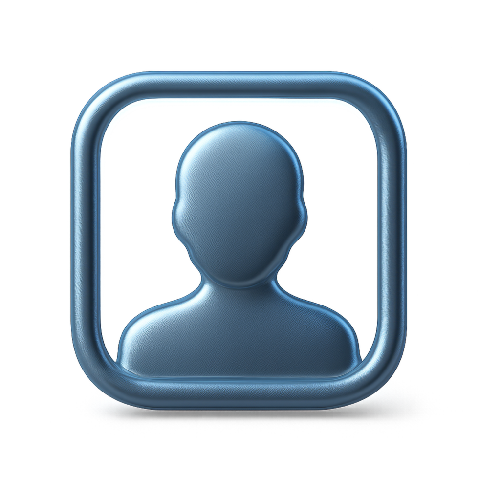Simple 3D Profile Avatar in Blue Color and Minimalist Design png