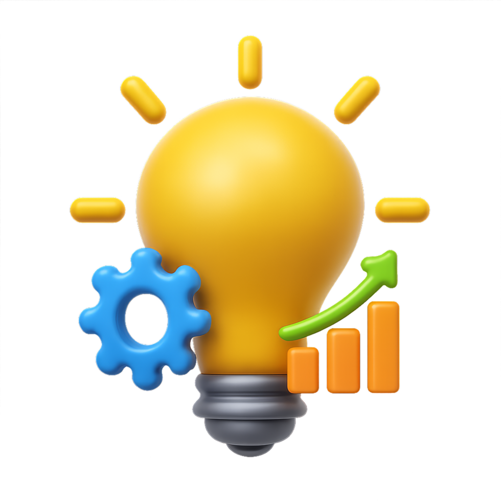 Creative 3D Light Bulb Business Idea Concept with Growth Elements png