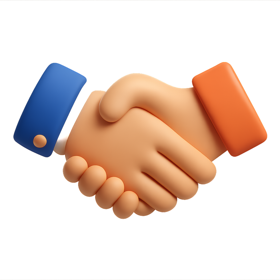3D Business Handshake Icon for Simple Corporate Communication png