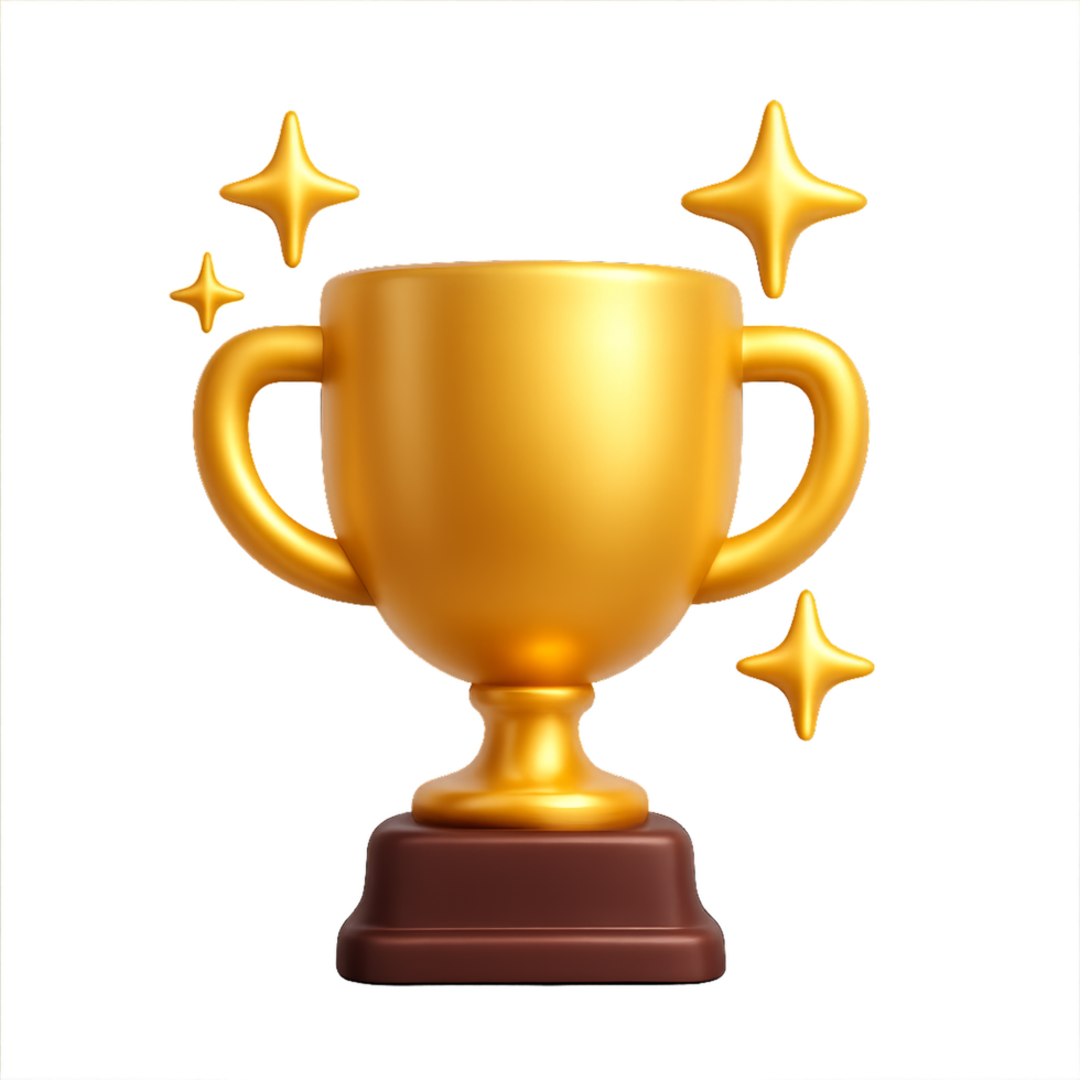 Golden Trophy Icon with Sparkles for Celebration and Achievement png