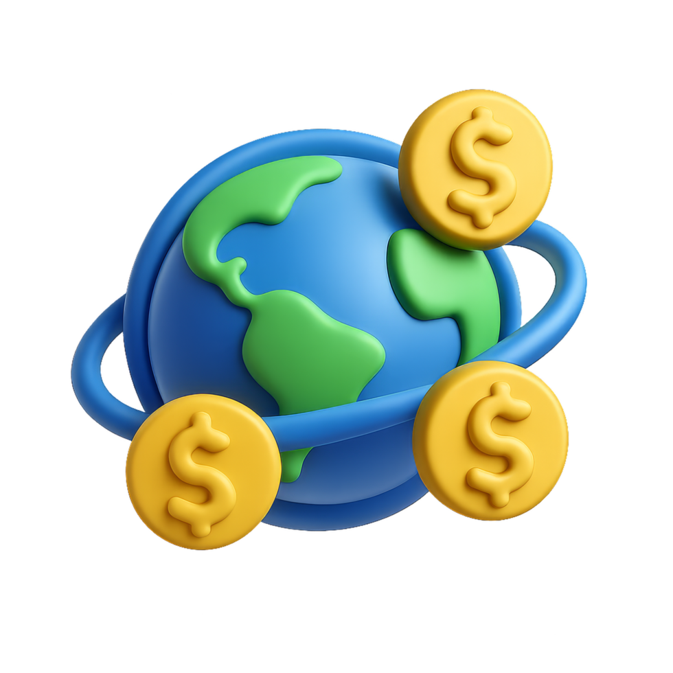 Global Investment Icon with Simple Design and Currency Symbols png