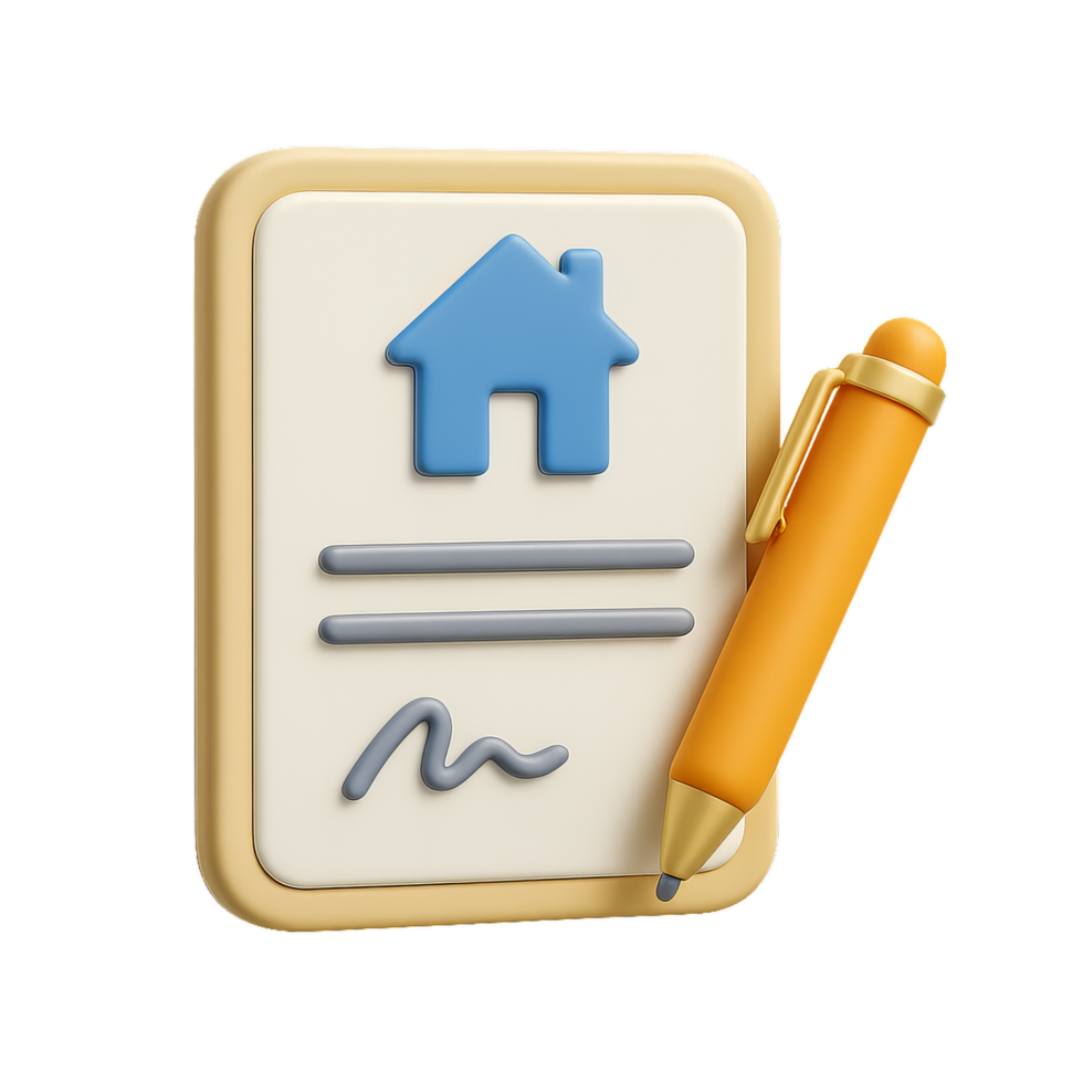 Simple Real Estate Contract Icon with Pen and Home Symbol png