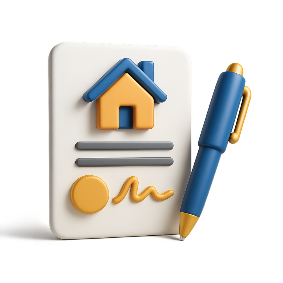 Simple Icon of Real Estate Contract with Pen and House Illustration png