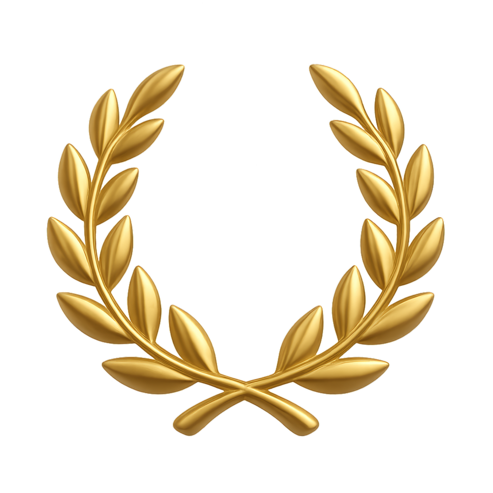 3D Gold Laurel Wreath Icon for Awards and Achievements Design png