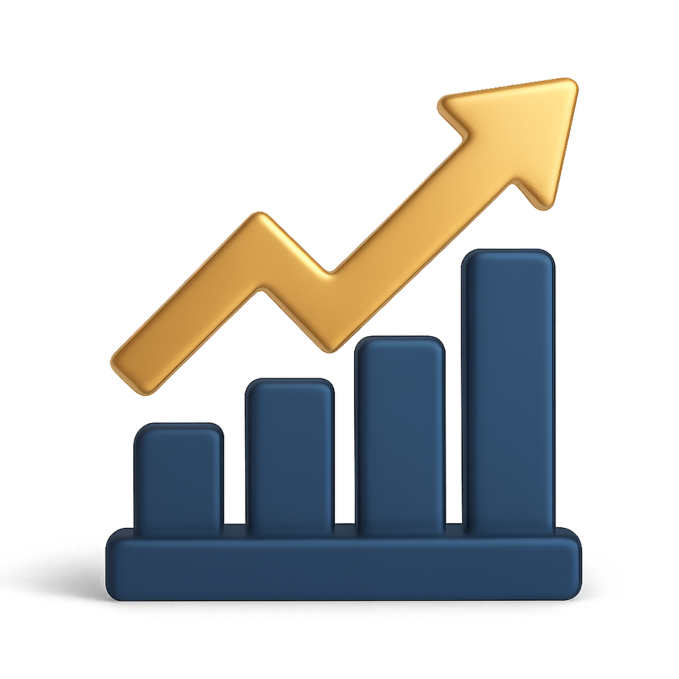 Simple Rising Bar Chart Icon for Data Visualization and Analysis png