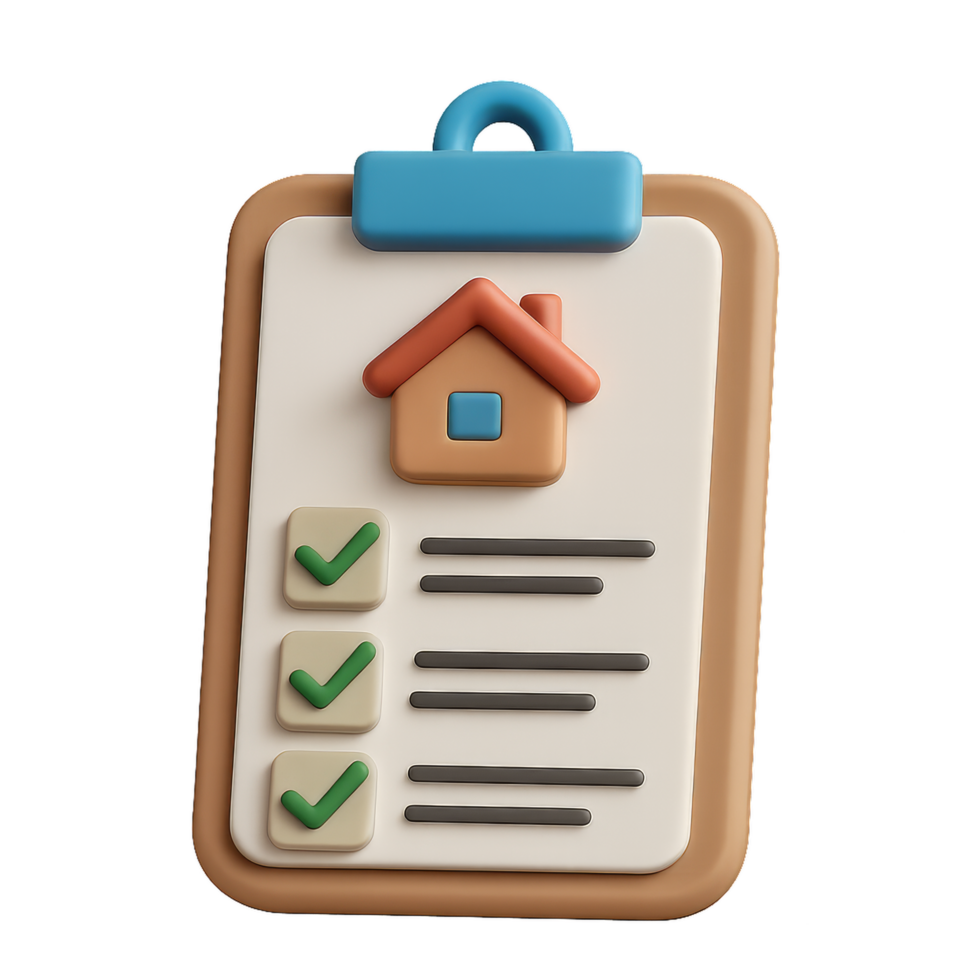 3D Simple Property Checklist Icon for Residential Management Use png