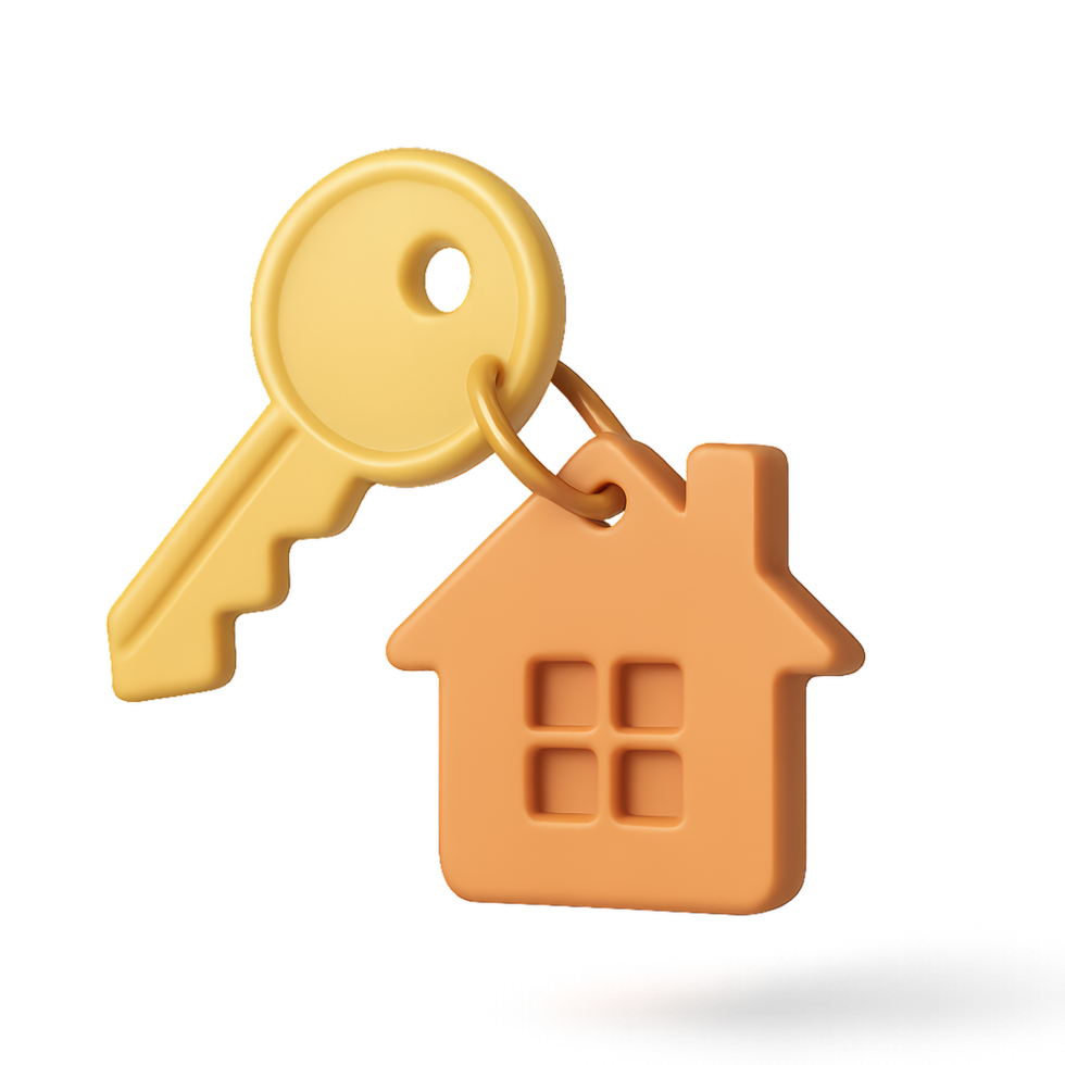 Simple Key with House Keychain for Home Security Concept png