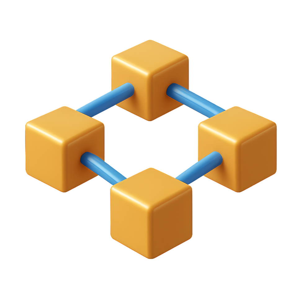 Simple and Clean Blockchain Network Icon Design in Bright Colors png