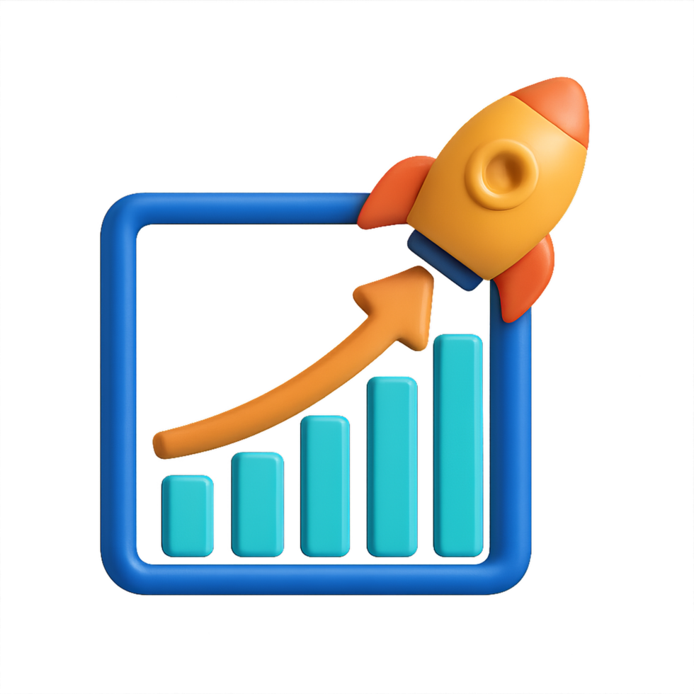 Rocket Launching Towards Growth in a Colorful Graphical Icon png