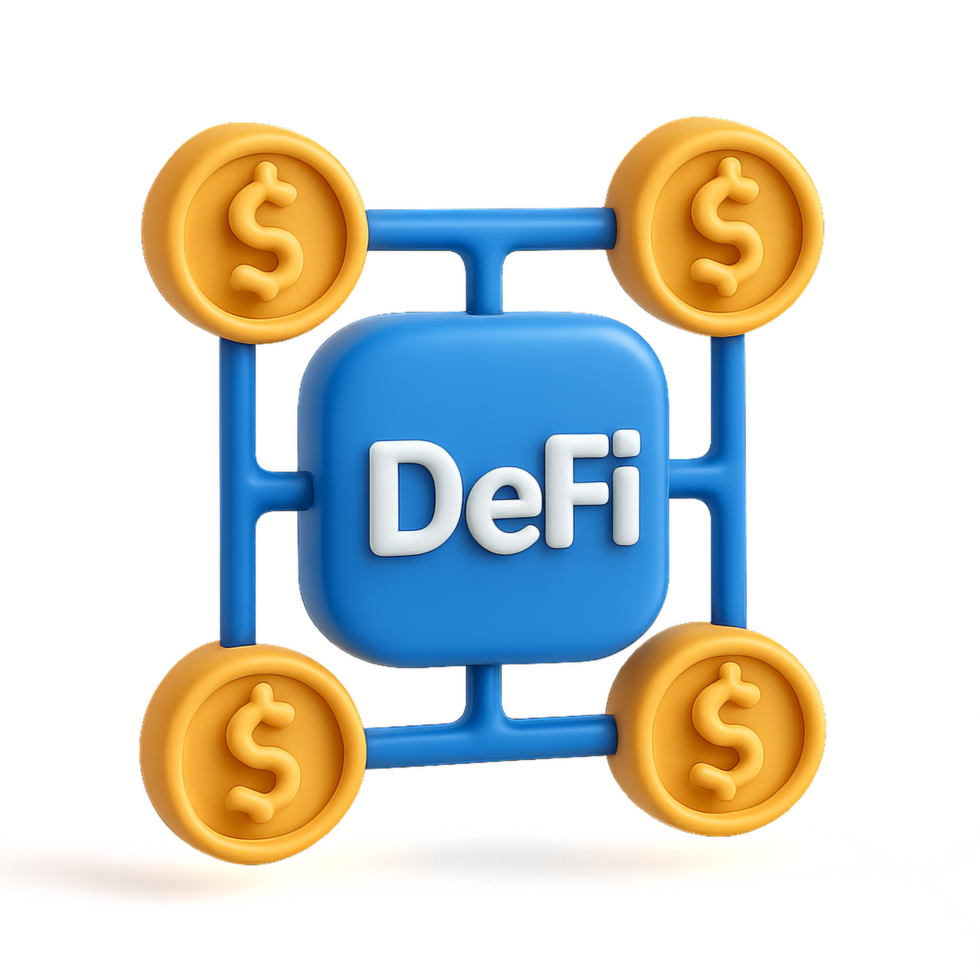 Modern DeFi Network Icon with Coins for Financial Technology Graphics png