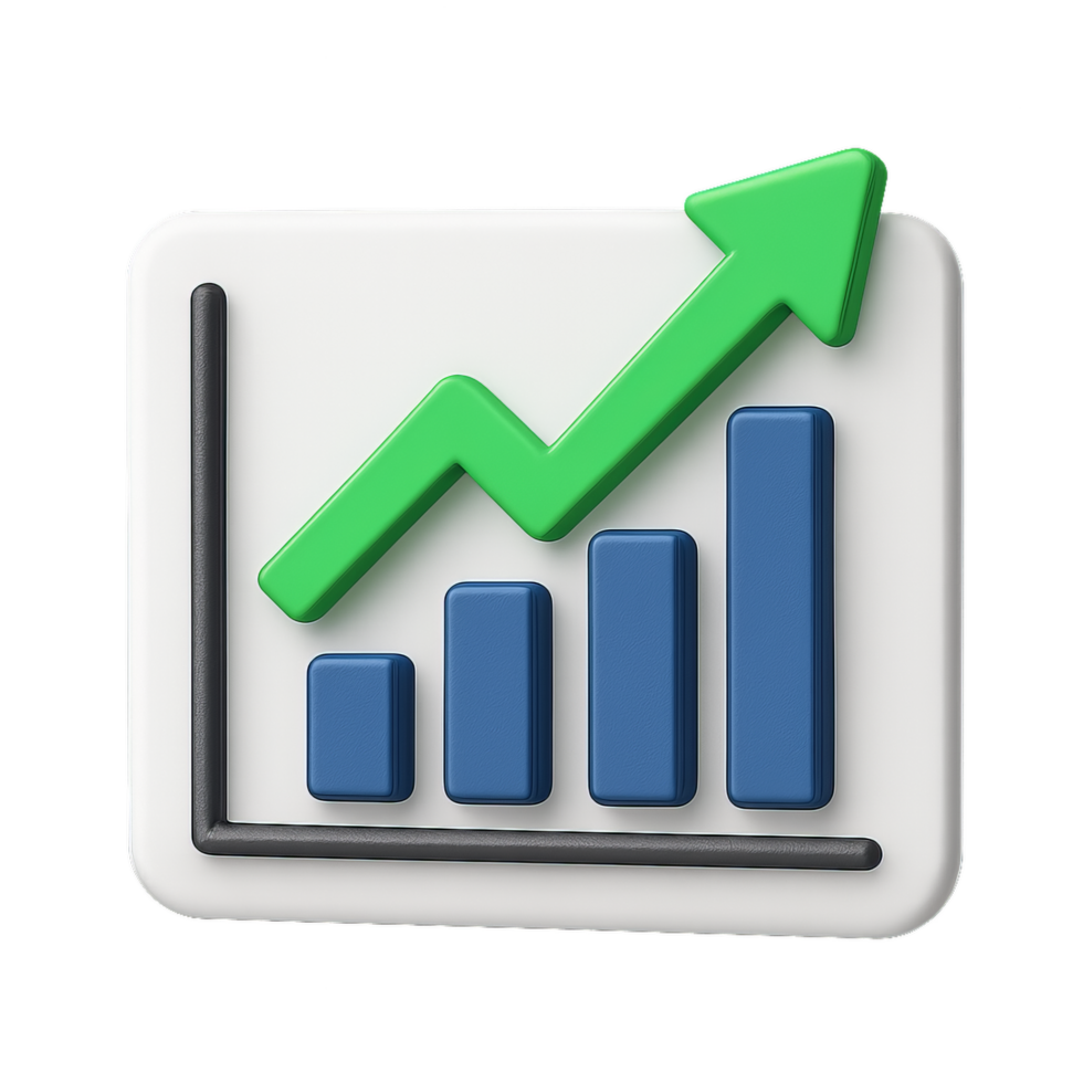 Simple Icon of Rising Stock Market Trend with Bar Graph and Arrow png