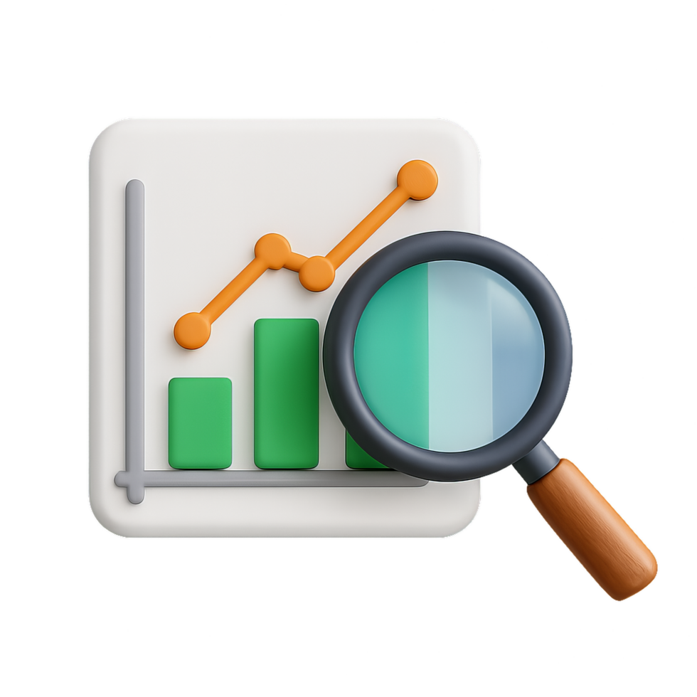 Magnifying Glass Over Simple Stock Analysis Graph Symbol png