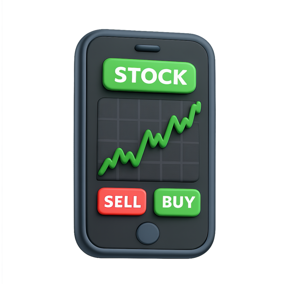 3D Smartphone Icon for Trading with Stock Market Visualization png
