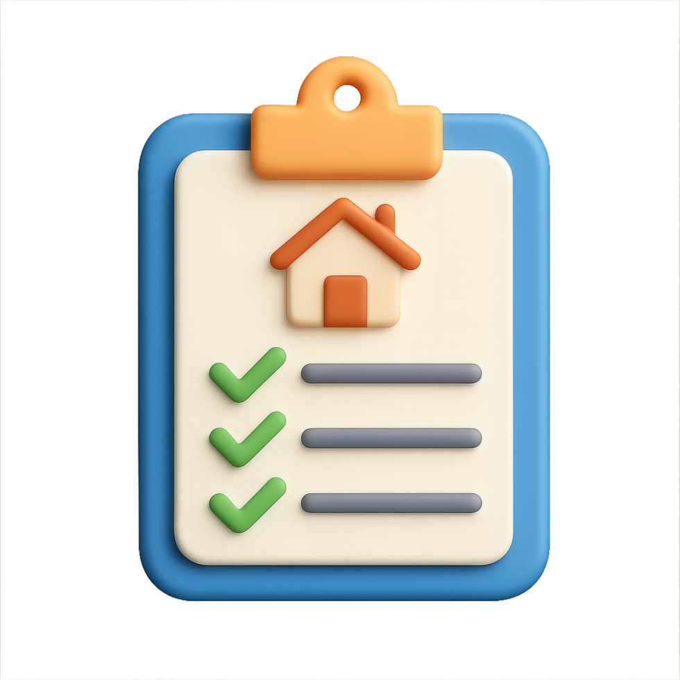 3D Simple Property Checklist Icon for Housing and Real Estate Use png