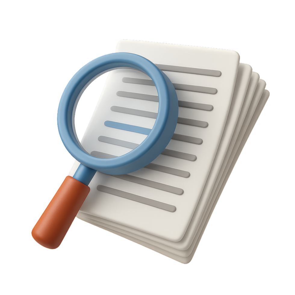 Magnifying Glass Focusing on Paper for Clear Examination of Text png