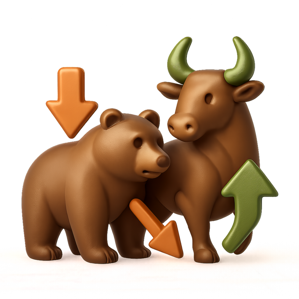 Bear and Bull Symbols Representing Market Trends in Finance png