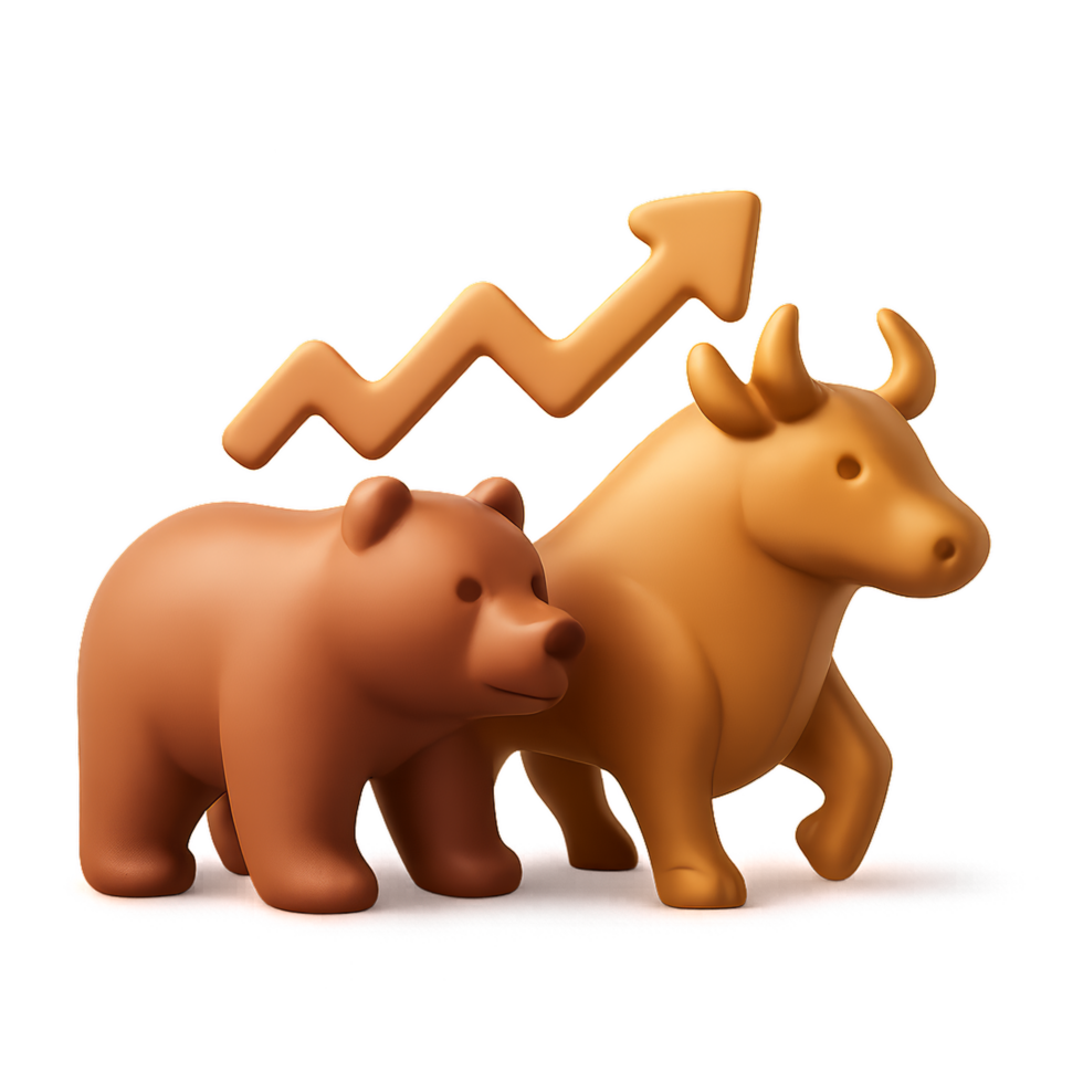 Bear and Bull Symbols Representing Market Trends and Financial Concepts png