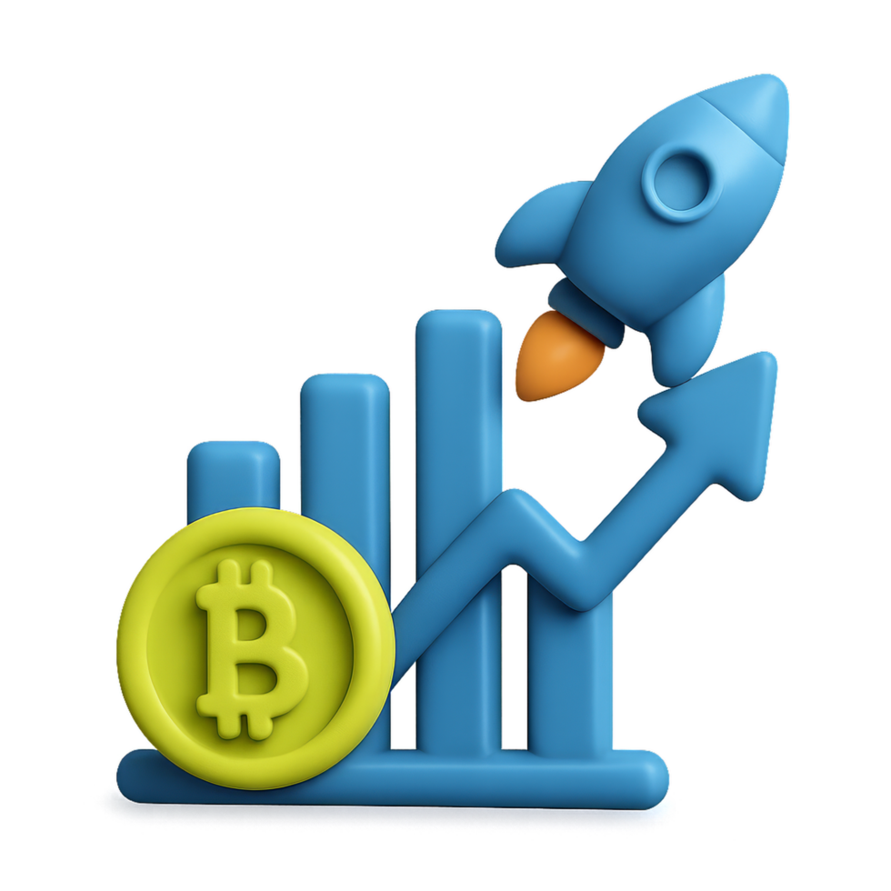 Simple Crypto Growth Icon with Rocket and Chart Design Elements png