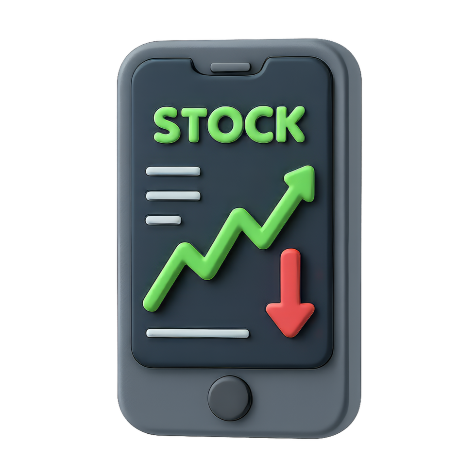 3D Smartphone Icon for Stock Trading and Financial Management png