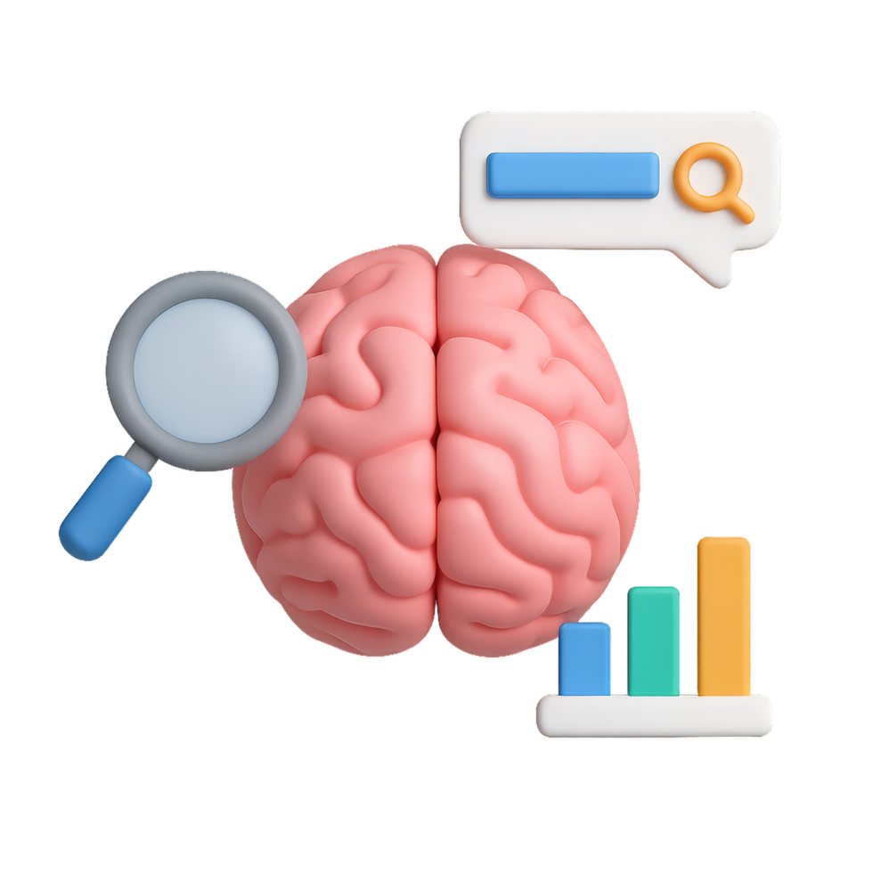 3D Brain Model with Symbols and Graphs for Educational Purposes png