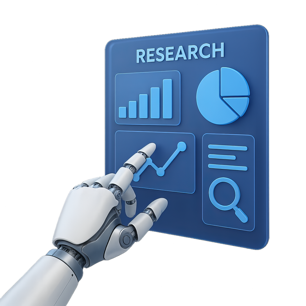 Robotic Hand Interacting with Modern Dashboard Display Interface png