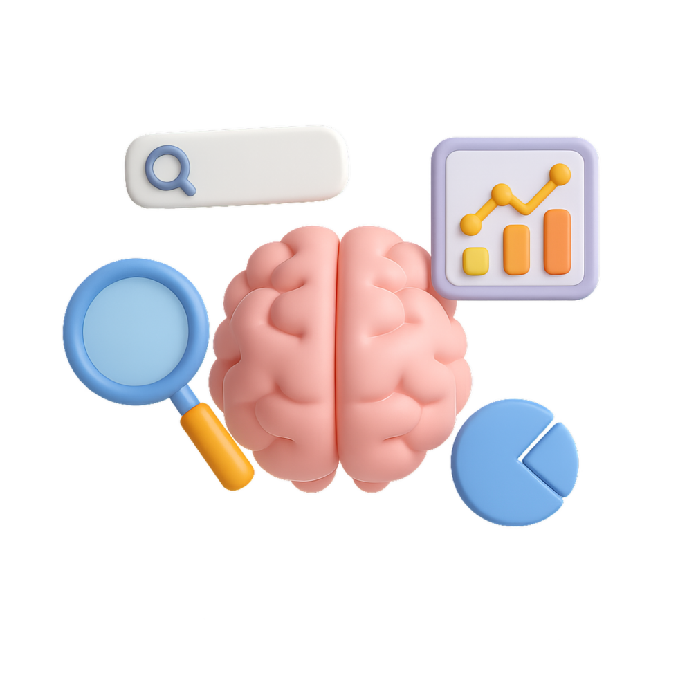 3D Brain with Symbols for Data Analysis and Learning Representation png