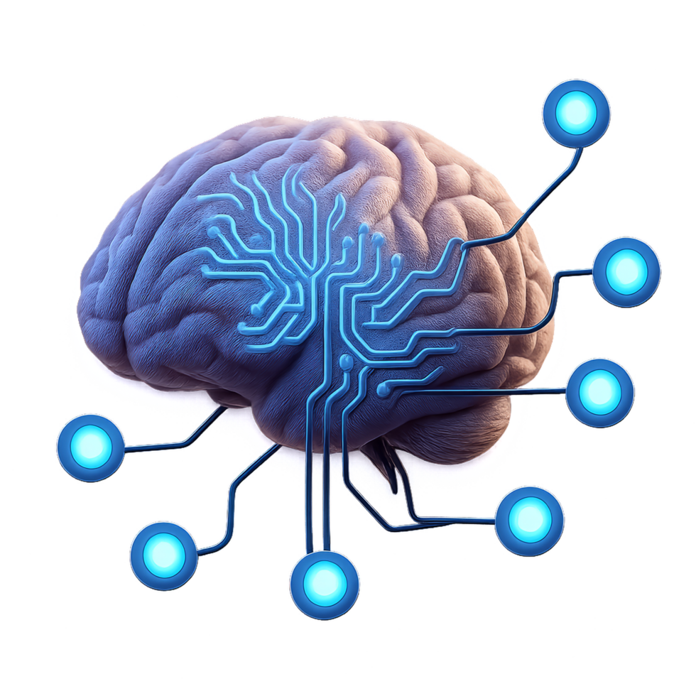 3D Brain with Circuitry Design and Simple Compositions for Tech Art png
