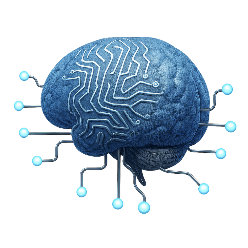 3D Brain Concept with Circuitry Design and Simple Connections png