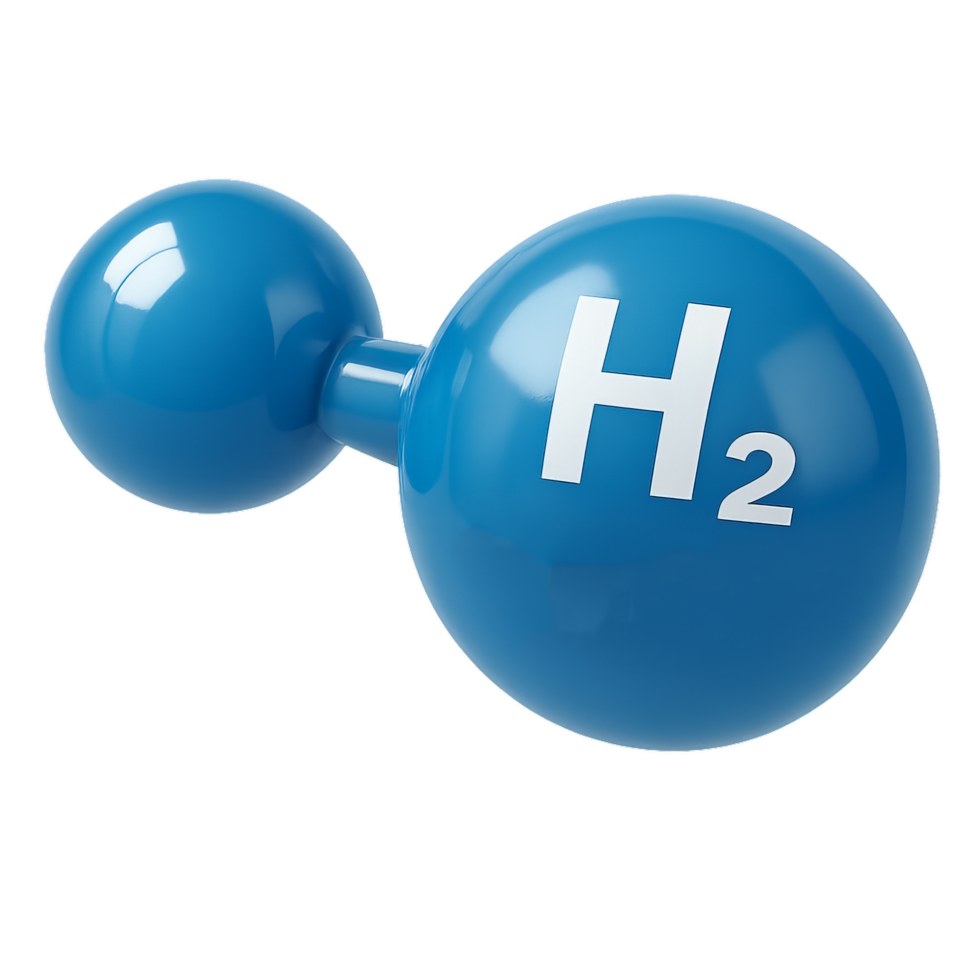 3D Hydrogen Molecule Model for Fuel Conceptual Visualization png