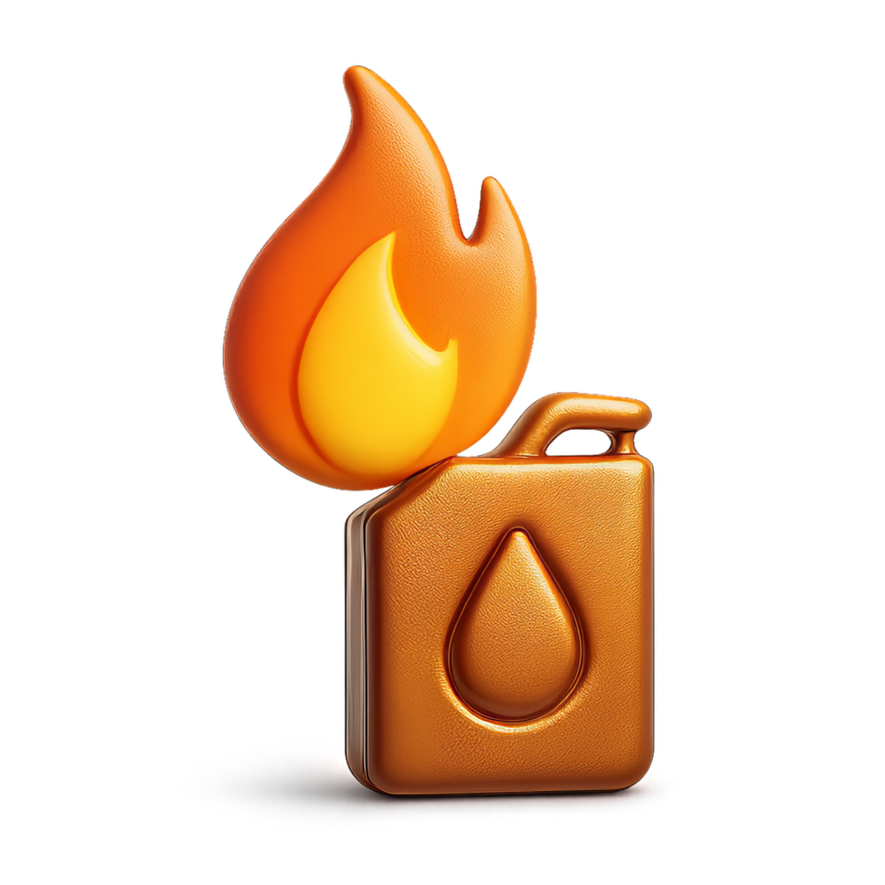 3D Illustration of Fuel Container with Flame Icon in Simple Design png