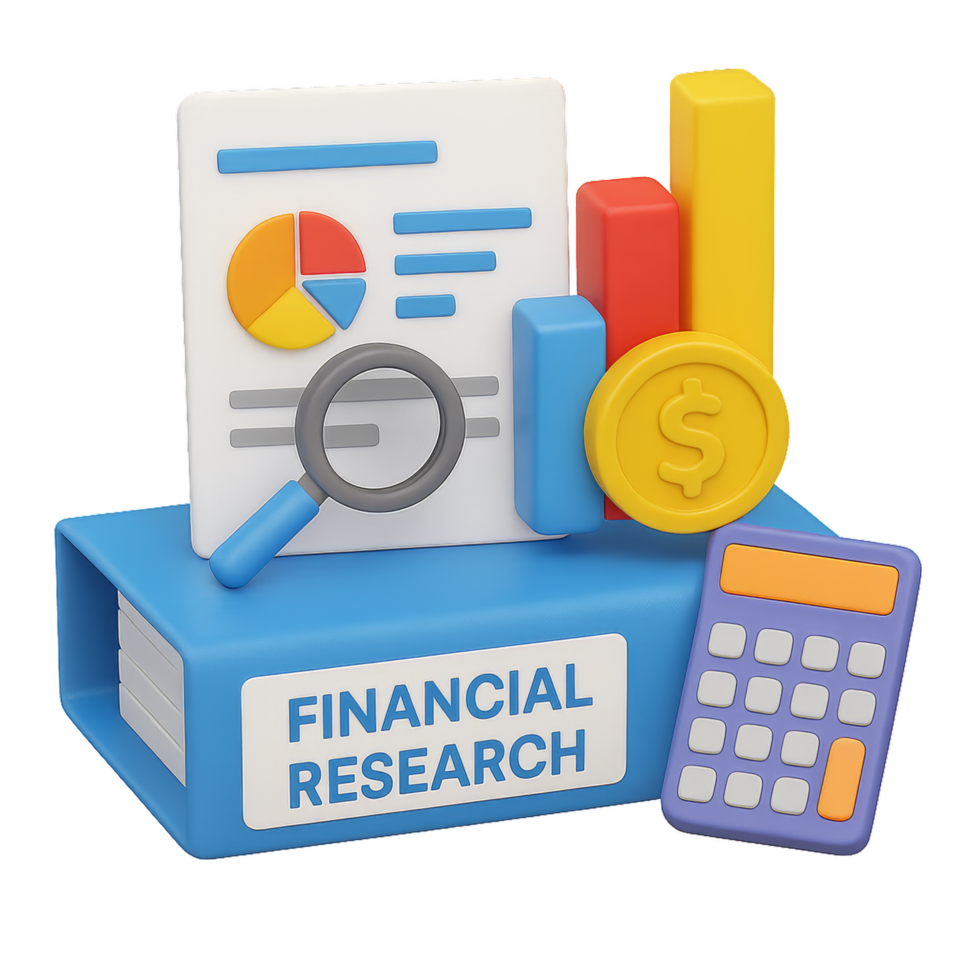 Colorful 3D Financial Analysis Tools for Research and Strategy Planning png